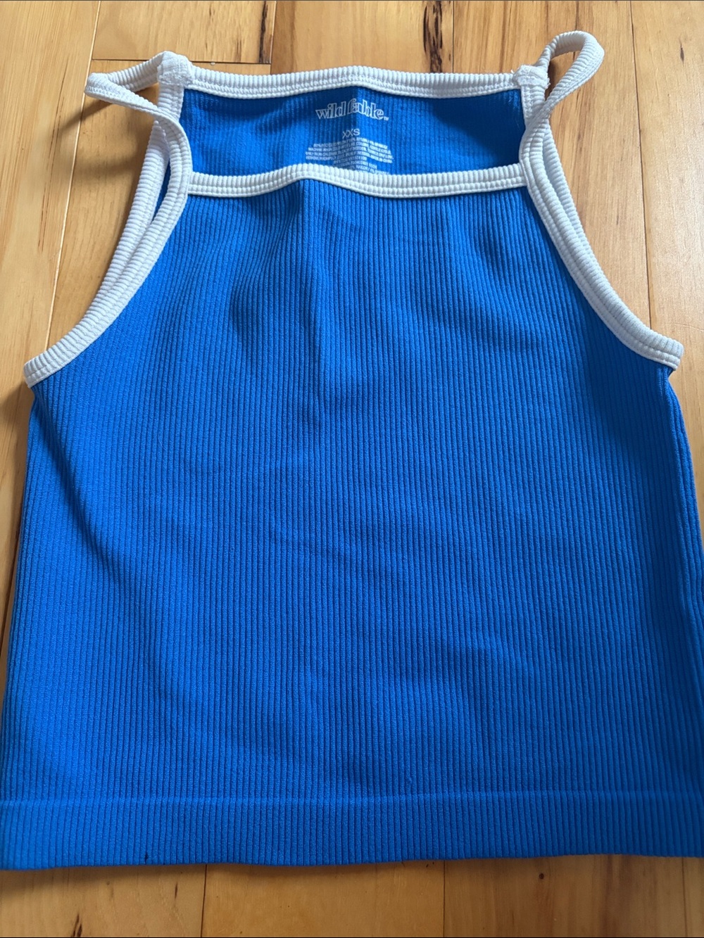 wild fable Blue Ribbed Tank with White Trim
